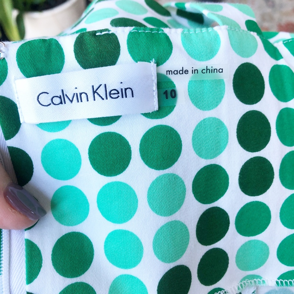 SOLD! CK Green Polka Dot Dress Sz 10 - Picture 6 of 6